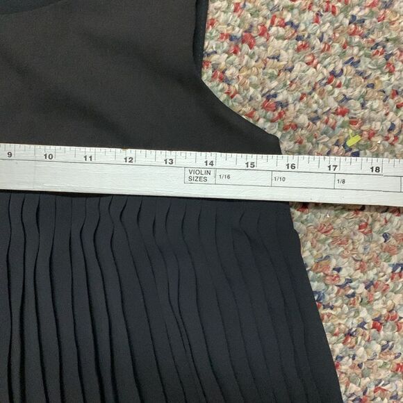 Theory Black Semi-Sheer Pleated Round Neck Sleeveless Swing Dress Size 2 - Picture 11 of 14